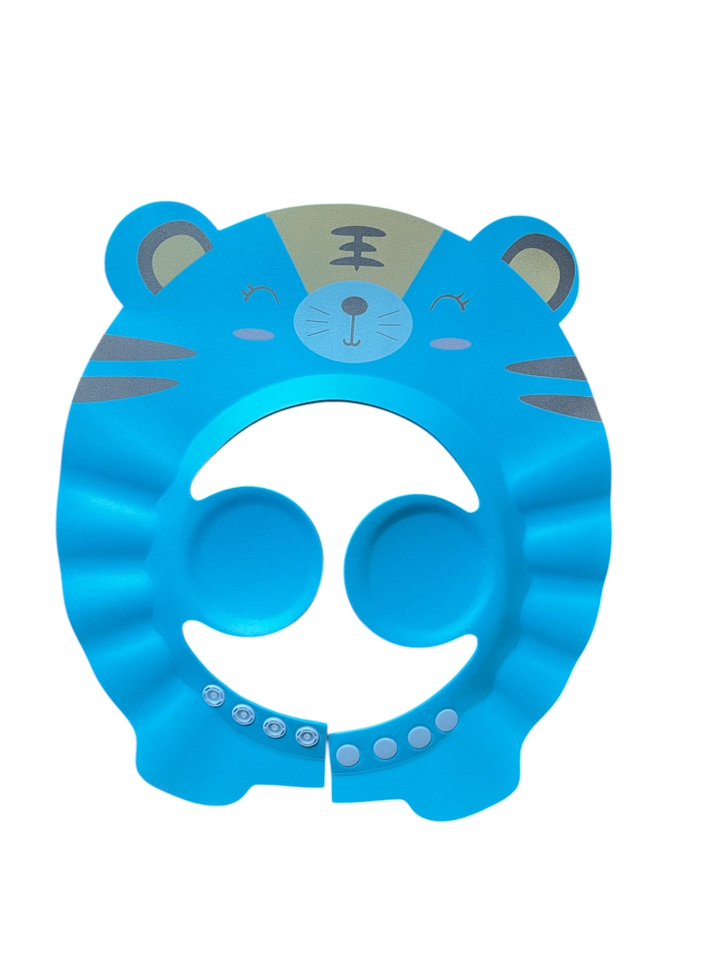 Kék tigrismintás hajvágó kötény babáknak állítható gombokkal