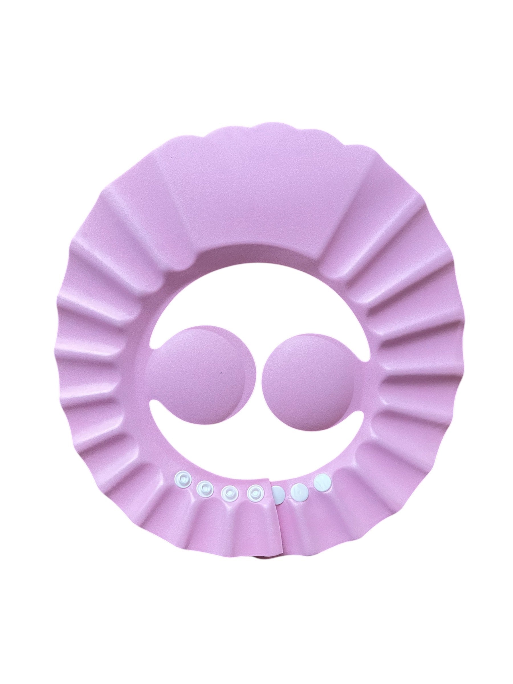 Lila fodros, összehajtható, gombos műanyag hajvédő sapka fürdéshez